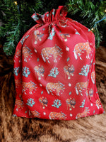 Load image into Gallery viewer, Western Christmas Reusable Gift Bags - Red Ponies Print
