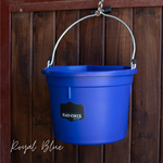 Load image into Gallery viewer, Blue bucket with 'Hay-Chix' label hanging against a wooden background
