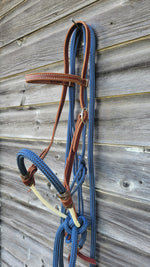 Load image into Gallery viewer, Covered Lariat Noseband Loping Hackamore w/ Loop Reins
