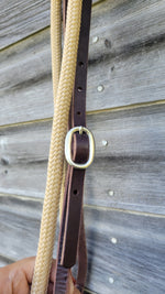 Load image into Gallery viewer, Stiff Round Training Hackamore w/ Tan Loop Reins
