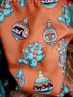Load image into Gallery viewer, Western Christmas Reusable Gift Bags - Burnt Orange Ornaments
