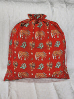 Load image into Gallery viewer, Western Christmas Reusable Gift Bags - Red Ponies Print
