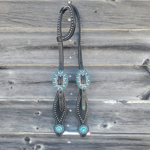 Weaver Turquoise Cross Bling Black Single Ear