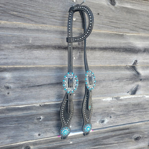 Weaver Turquoise Cross Bling Black Single Ear