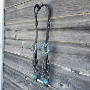 Weaver Turquoise Cross Bling Black Single Ear