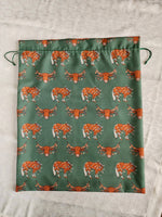 Load image into Gallery viewer, Western Christmas Reusable Gift Bag - Green Longhorns/Ponies
