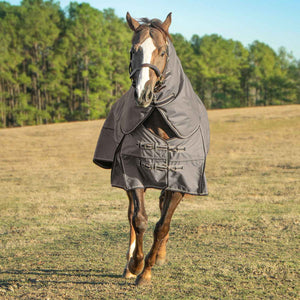 75" Jeffers Poplar Head Defense 1680 Denier Turnout Blanket with Detachable Neck - Med. Weight